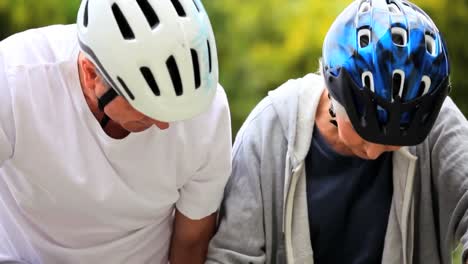 mature couple on their bikes