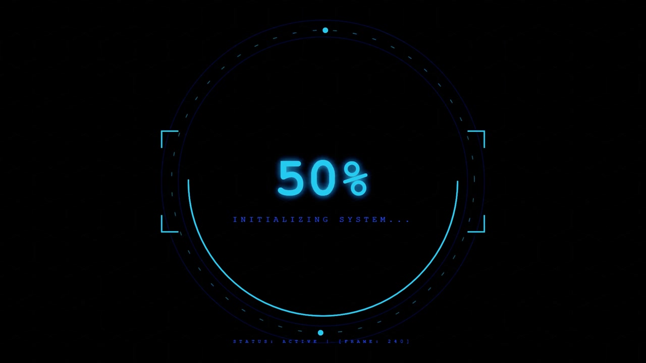 Digital Loading Progress Bar with Futuristic HUD Interface