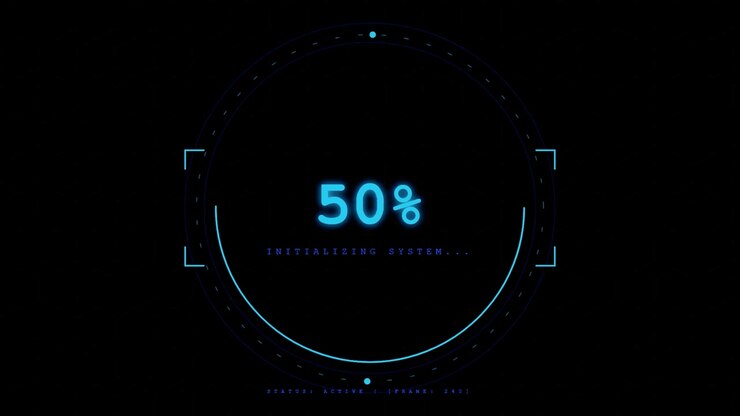 Digital Loading Progress Bar with Futuristic HUD Interface