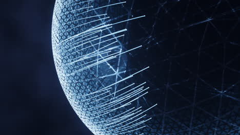 digital sphere with glowing lines structure, 3d rendering.