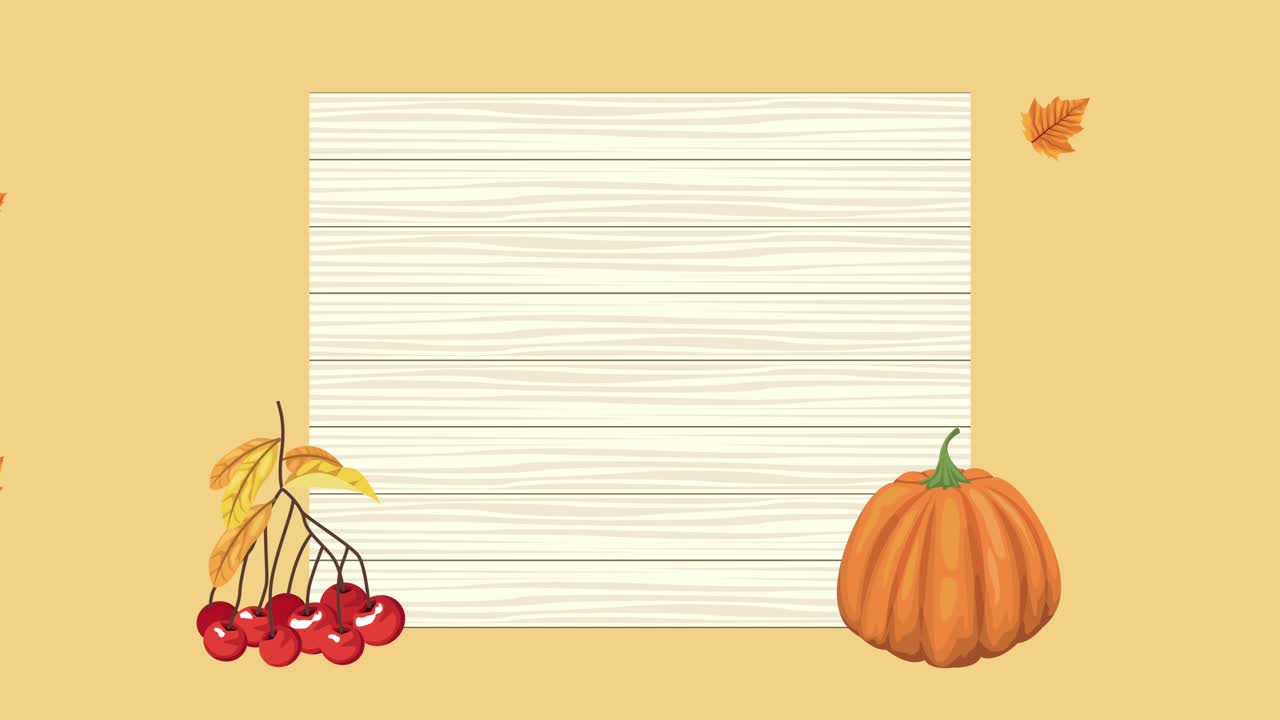 Hello autumn animation with leafs and fruits frame | Premium Stock ...