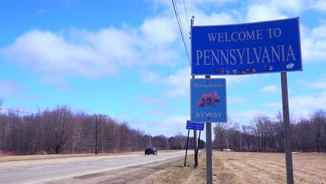 a sign welcomes visitors to pennsylvania