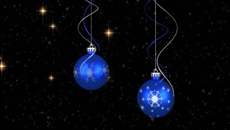 Animation-of-christmas-bubbles-over-stars-on-black-background