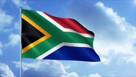 south african flag waving in the wind