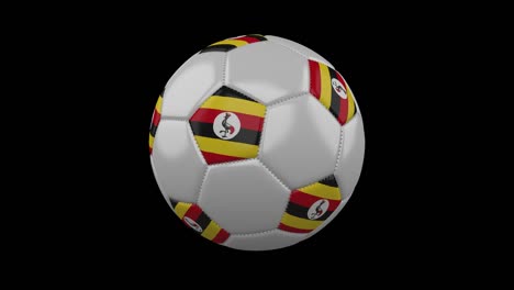 soccer ball with flag uganda loop 4k with alpha