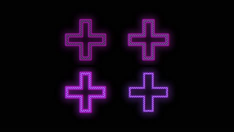 Patrón-De-Signo-Más-Púrpura-Neón-Pulsante-En-Filas
