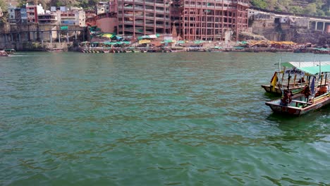 ancient-hindu-pilgrimage-temple-at-holy-river-bank-at-morning-from-different-perspective-video-is-taken-at-omkareshwar-khandwa-madhya-pradesh-india