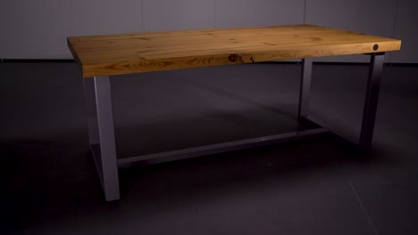 wooden table with metal legs