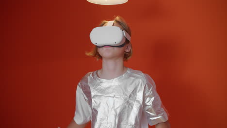 young girl experiencing virtual reality with meta quest 2 headset