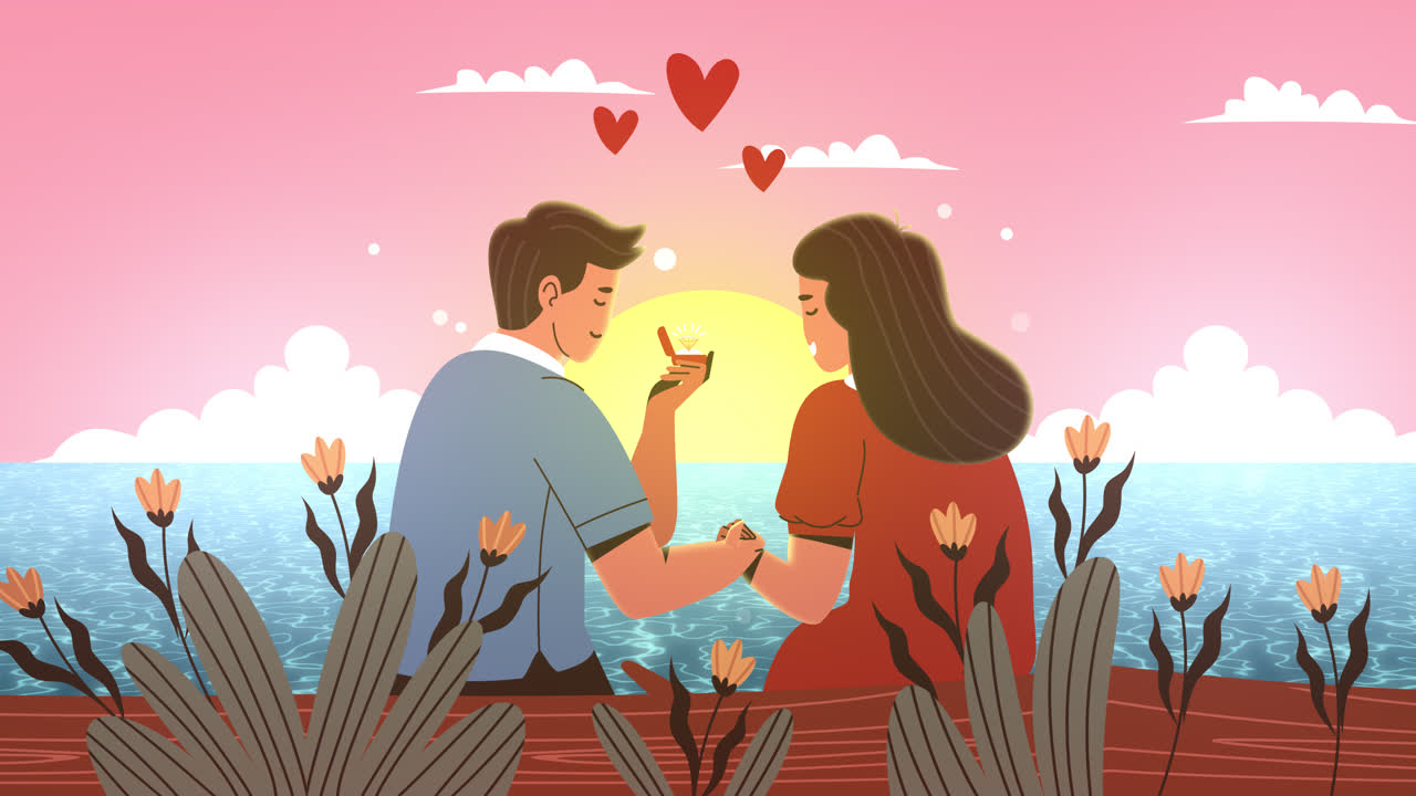 만적 인 일몰 약혼