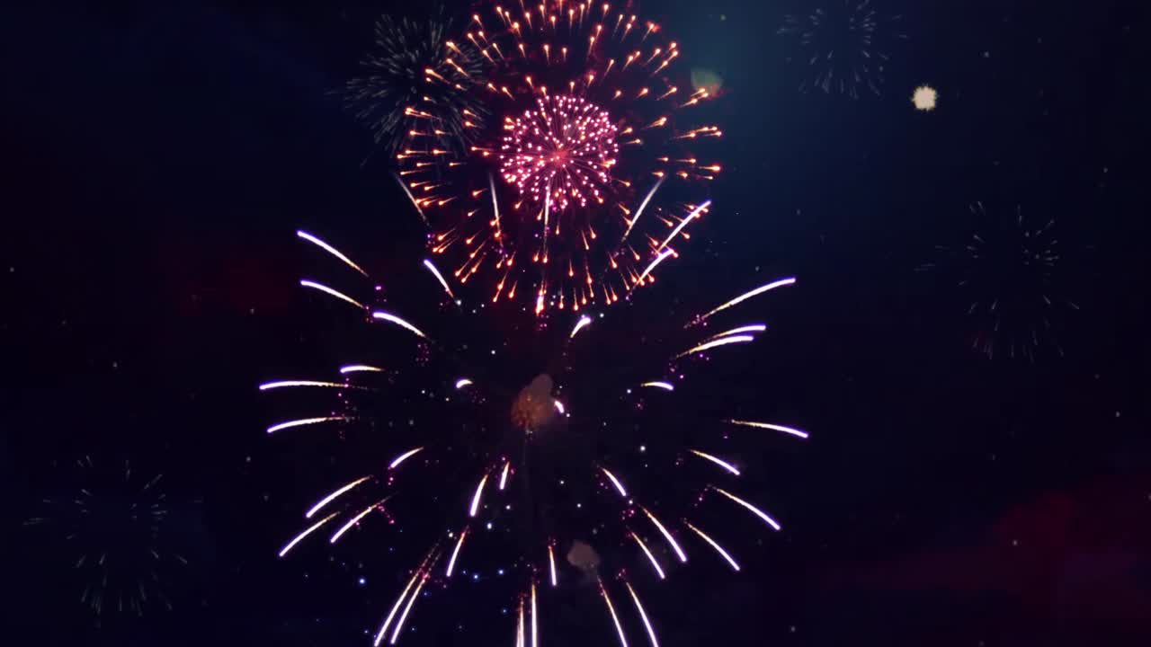 hermoso espectáculo de fuegos artificiales muestra el fondo de animación de bucle.