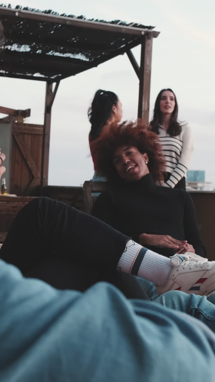 Friends Enjoying a Rooftop Party