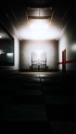 empty dark hospital laboratory corridor