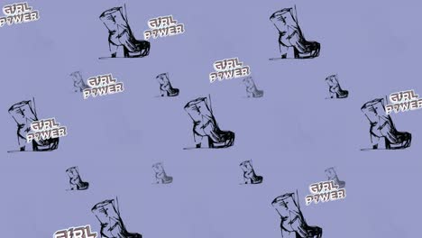 animación de textos de poder de las niñas sobre un fondo púrpura