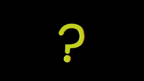 the question mark symbol created with yellow ascii characters. heavy digital glitch distortion fx applied.
