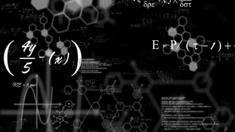 Animación-De-Ecuaciones-Matemáticas-Y-Procesamiento-De-Datos-Sobre-Fondo-Negro