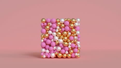 esfera metálica plateada partícula rosa escena de movimiento de renderización en 3d