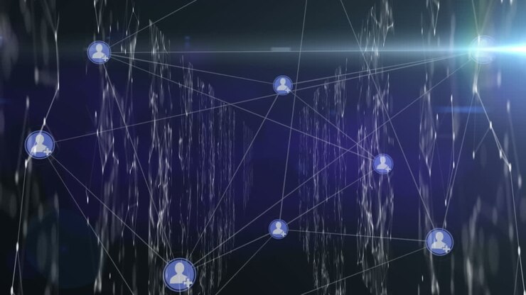 Animation of network of connections on black background