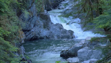 cascades on limestone rocks in mountain river