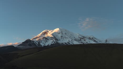 timelapse of chimborazo volcano with changing light at sunset
