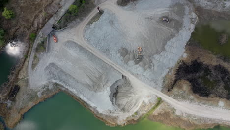 aerial view of crushed stone quarry