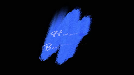 vibrant blue brush stroke with happy birthday on a black background