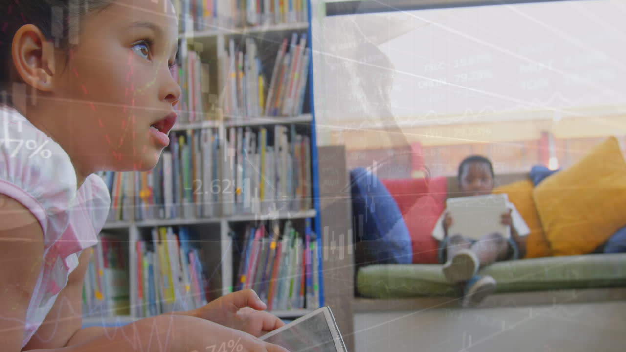 animación del procesamiento de datos financieros en diversos escolares