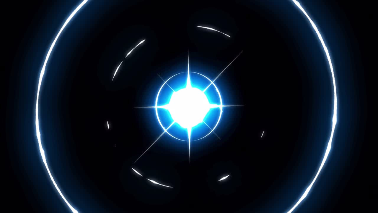 4k 타임 워프 플래시, 전기 번개, 천둥, 화려한 푸른 네온 효과와 함께 만화 애니메이션.