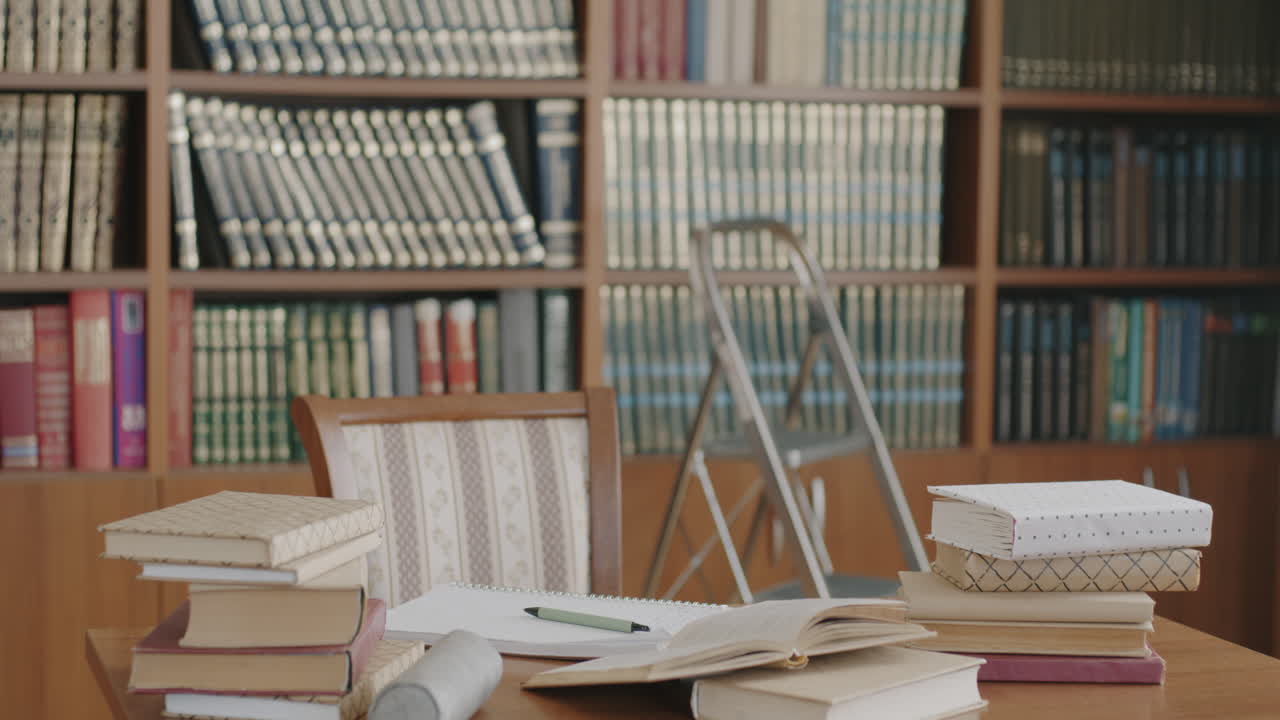 Library Interior with Books and Study Materials
