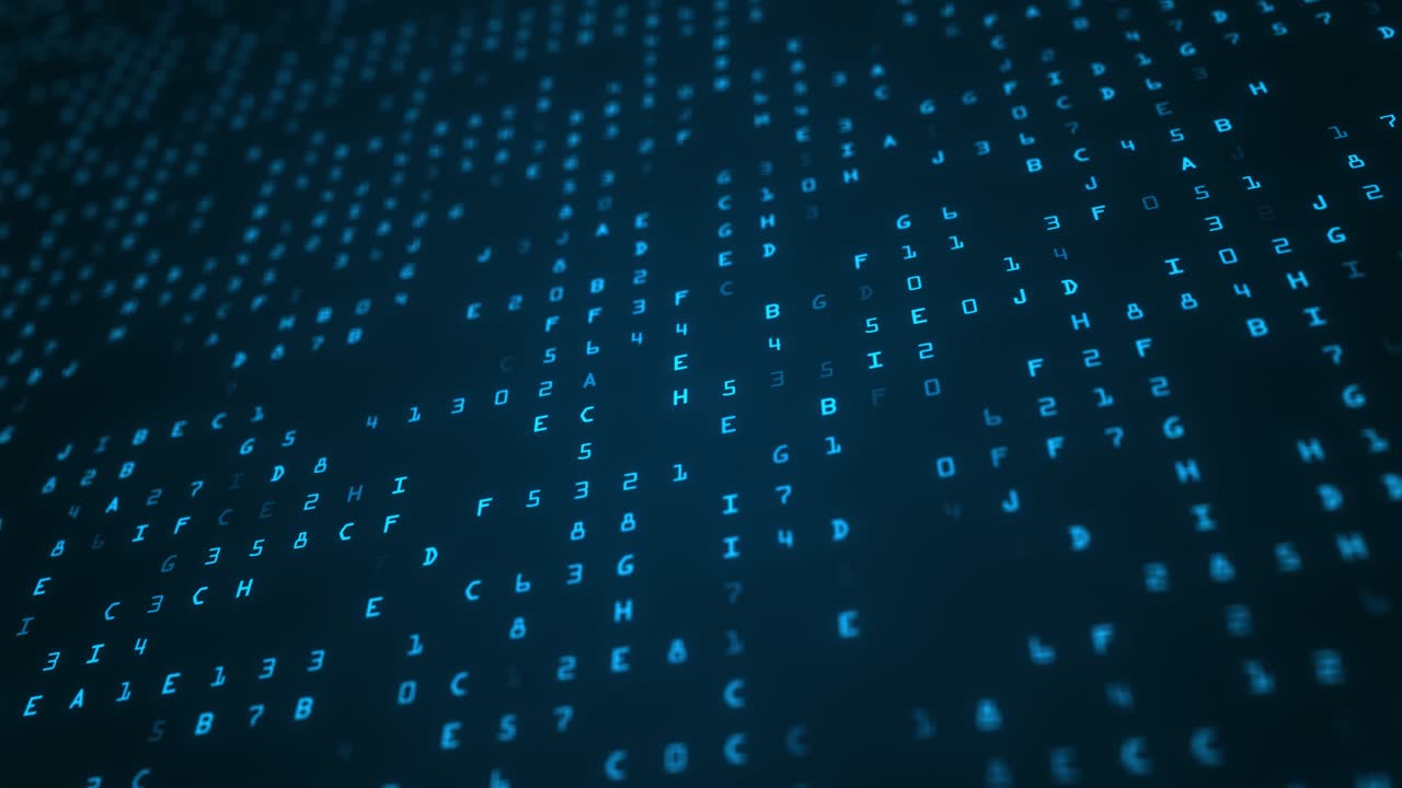 Futuristic information technology background. binary code high tech background. Random Animation of Hexadecimal Digital codes