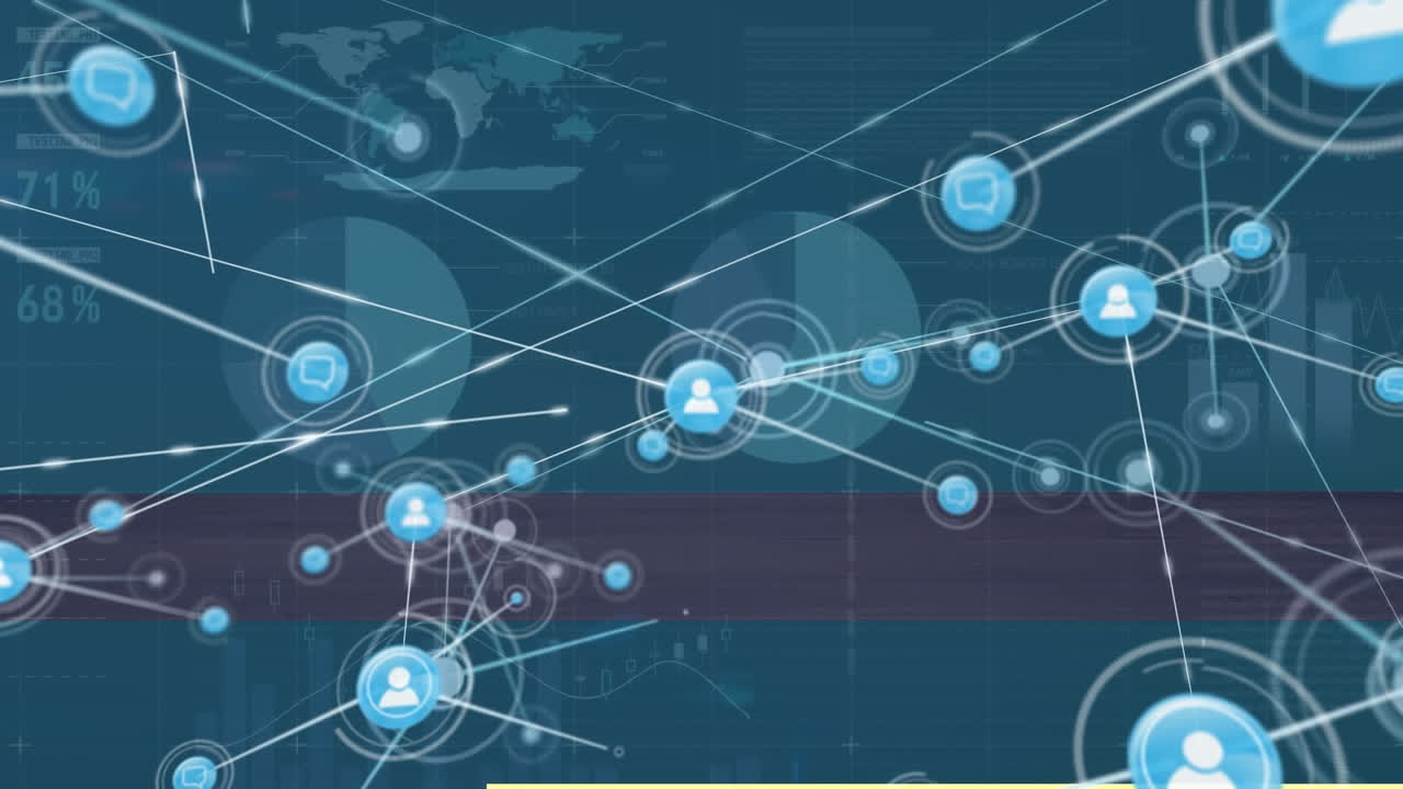 그리드 위의 아이콘으로 연결 네트워크의 애니메이션