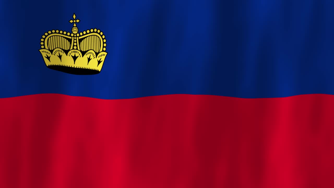 Liechtenstein flag country animation 3D symbol design waving in wind movement national patriotism world culture emblem banner republic Central European Alps red blue stripes gold crown