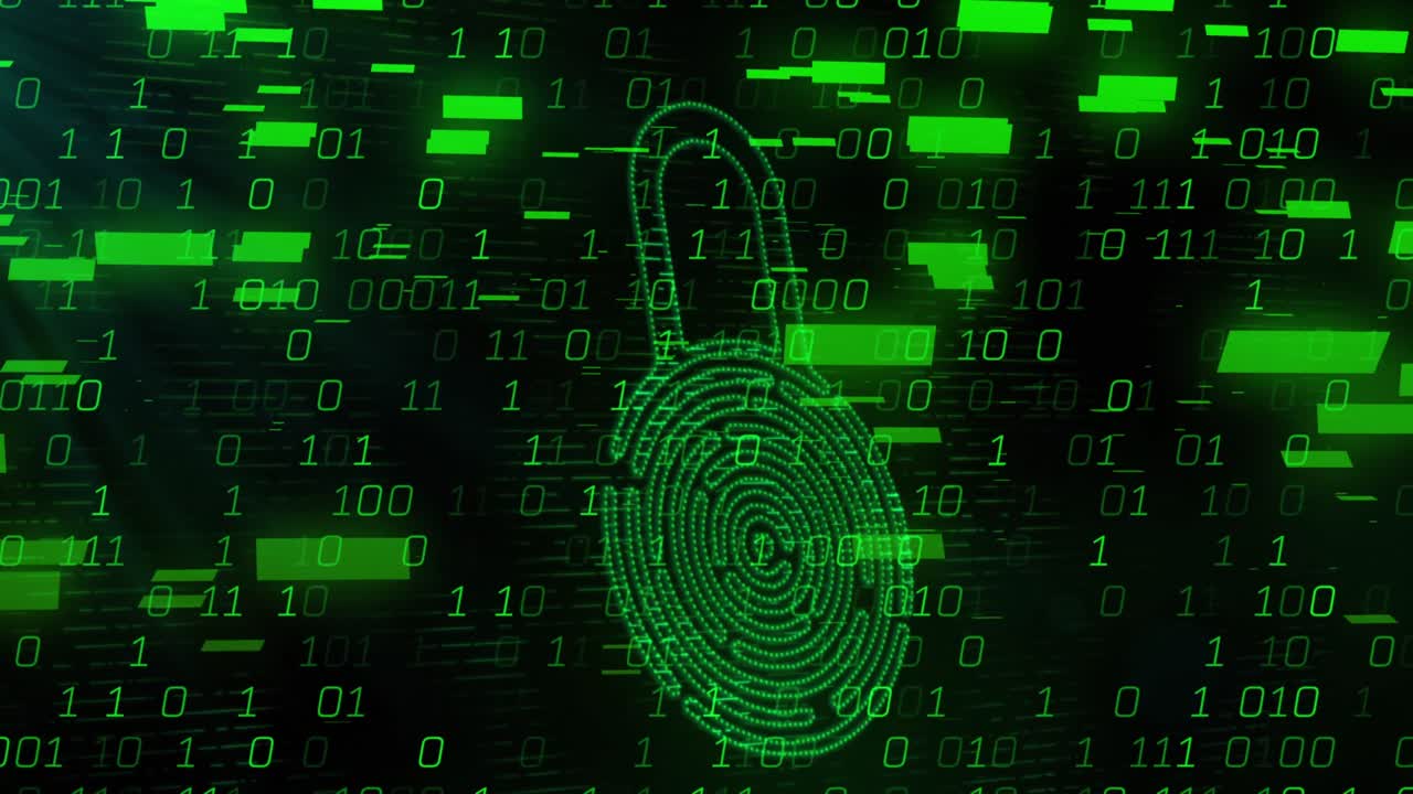 animación del procesamiento de datos sobre un fondo negro