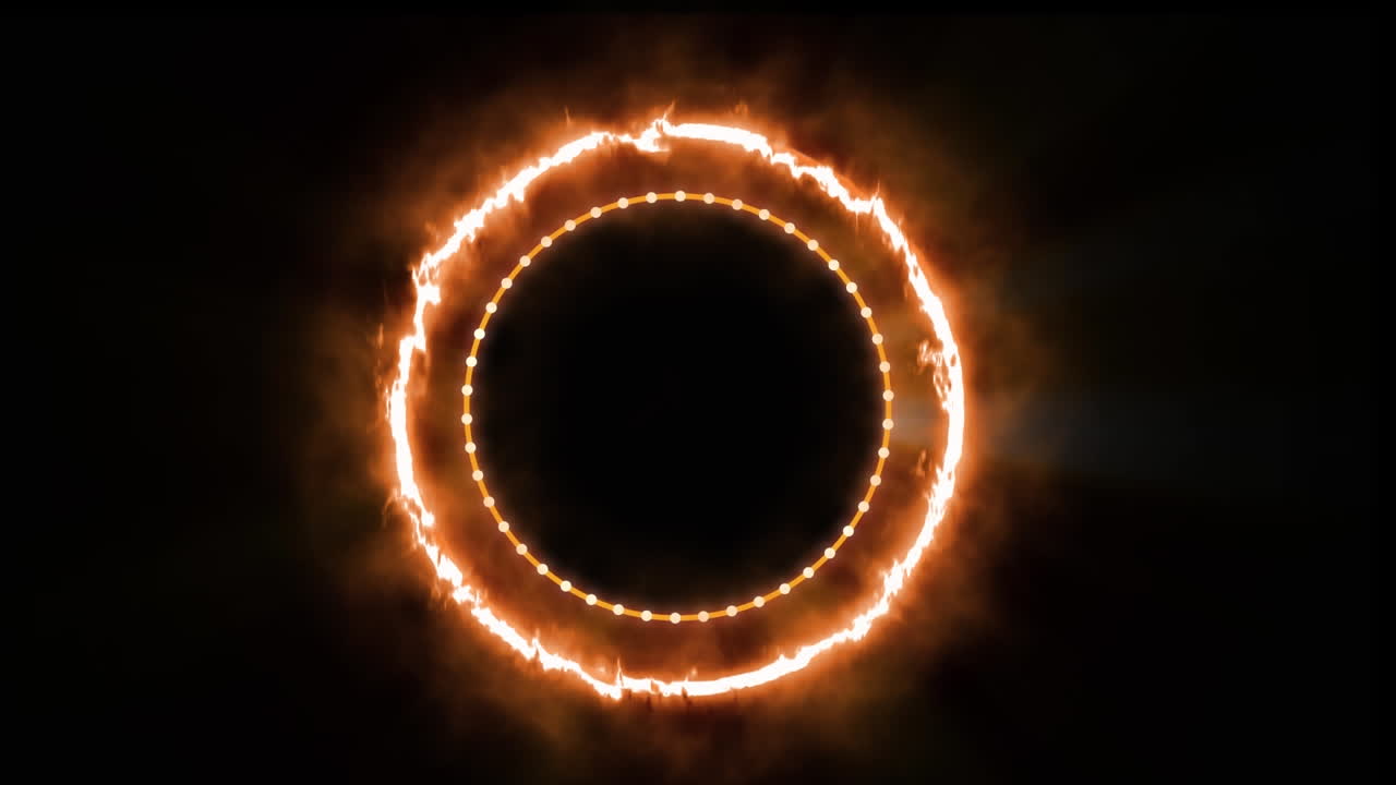 Animations of moving yellow glowing shapes over black background
