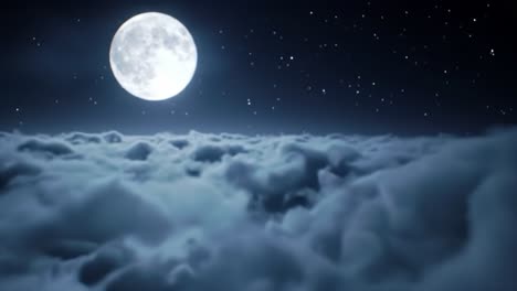 paisaje nublado iluminado por la luna por la noche