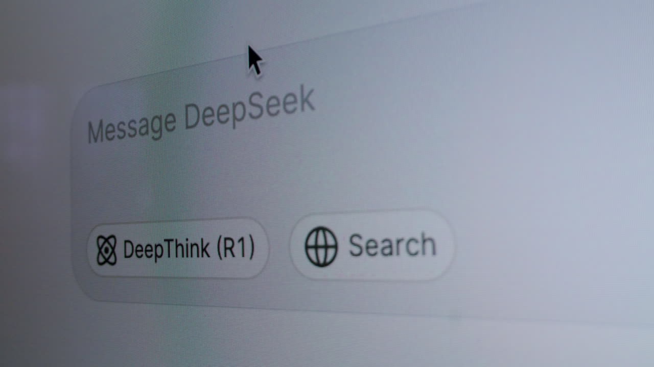 User Interface with DeepThink and Search Buttons on Computer Screen