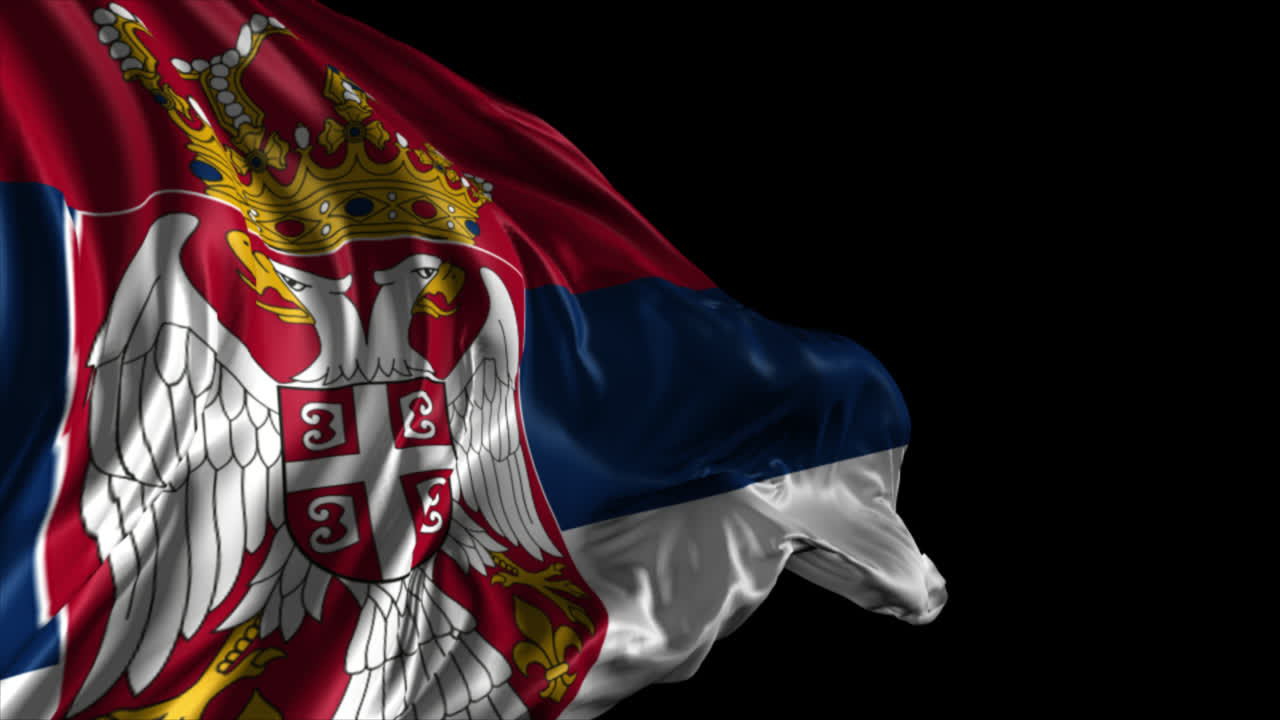 la bandera de serbia agitando