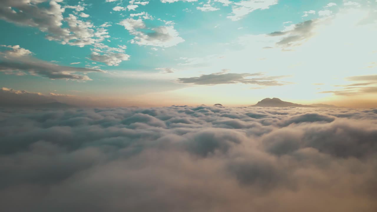 aerial view of foggy over the mountain in Nepal
