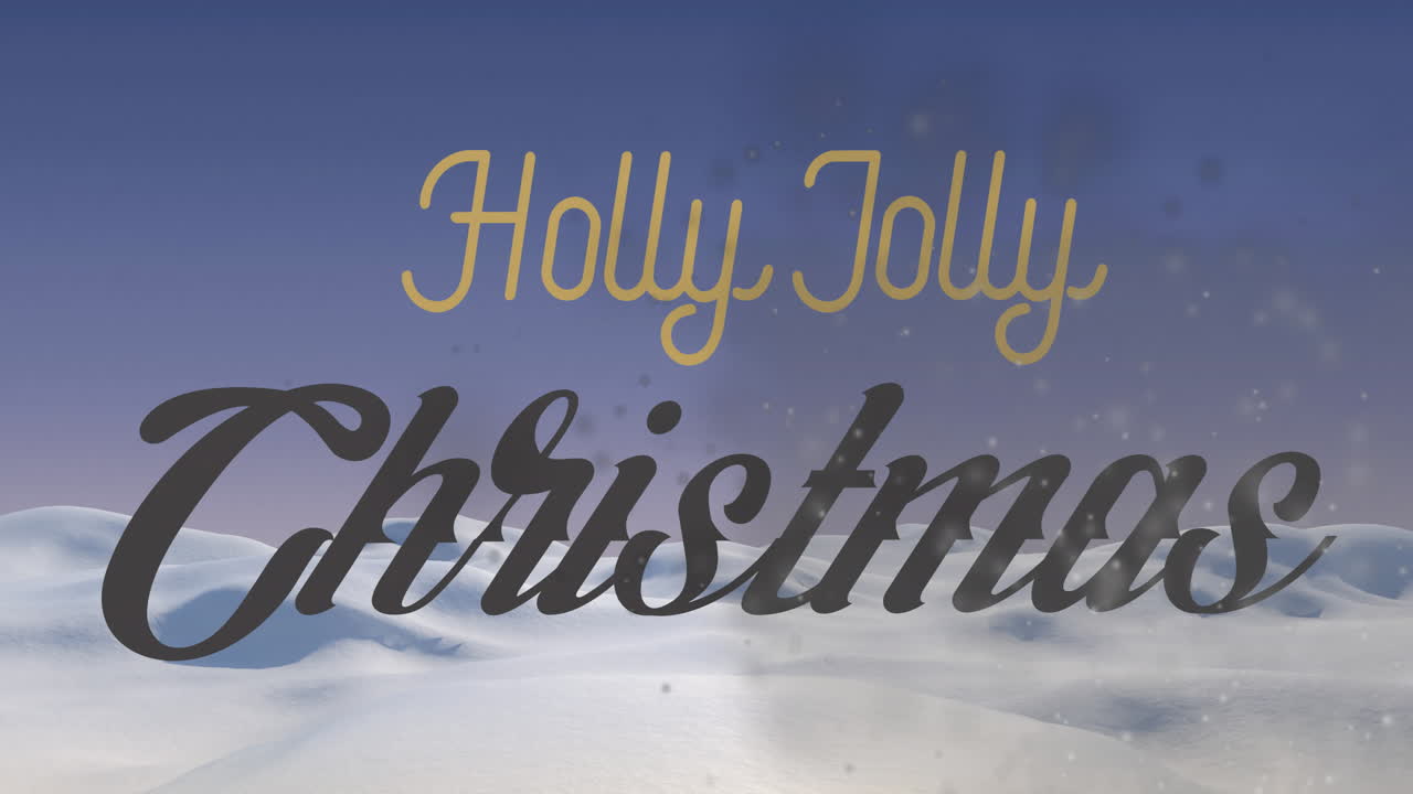 Animation of holly jolly christmas over winter scenery