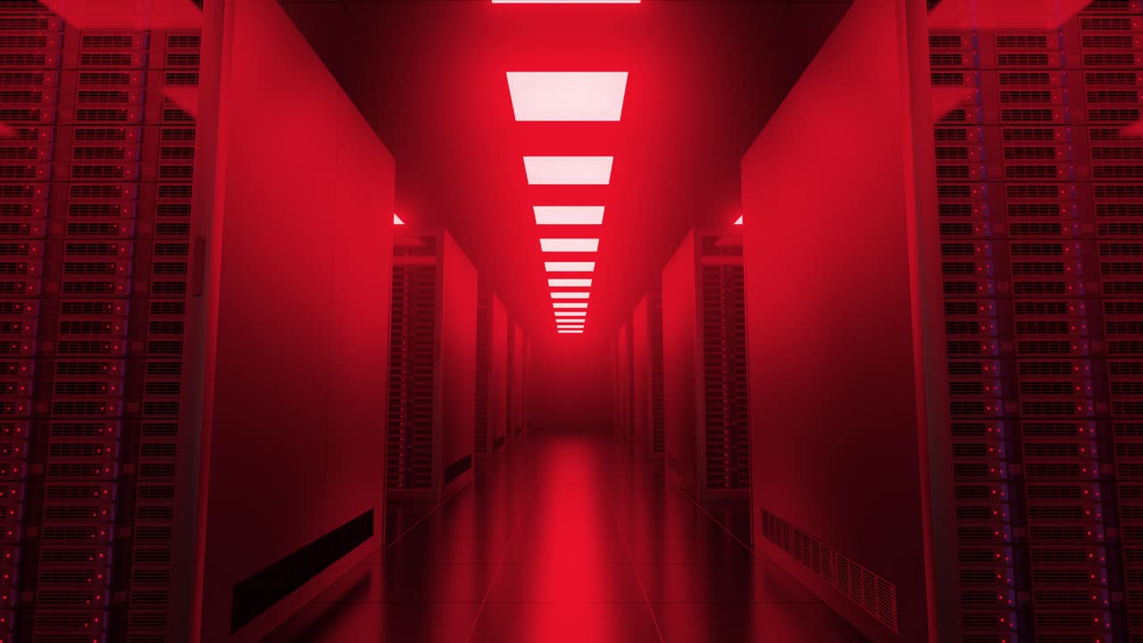 Hacked server racks in server room data center