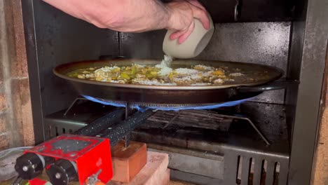 cooking paella outdoors