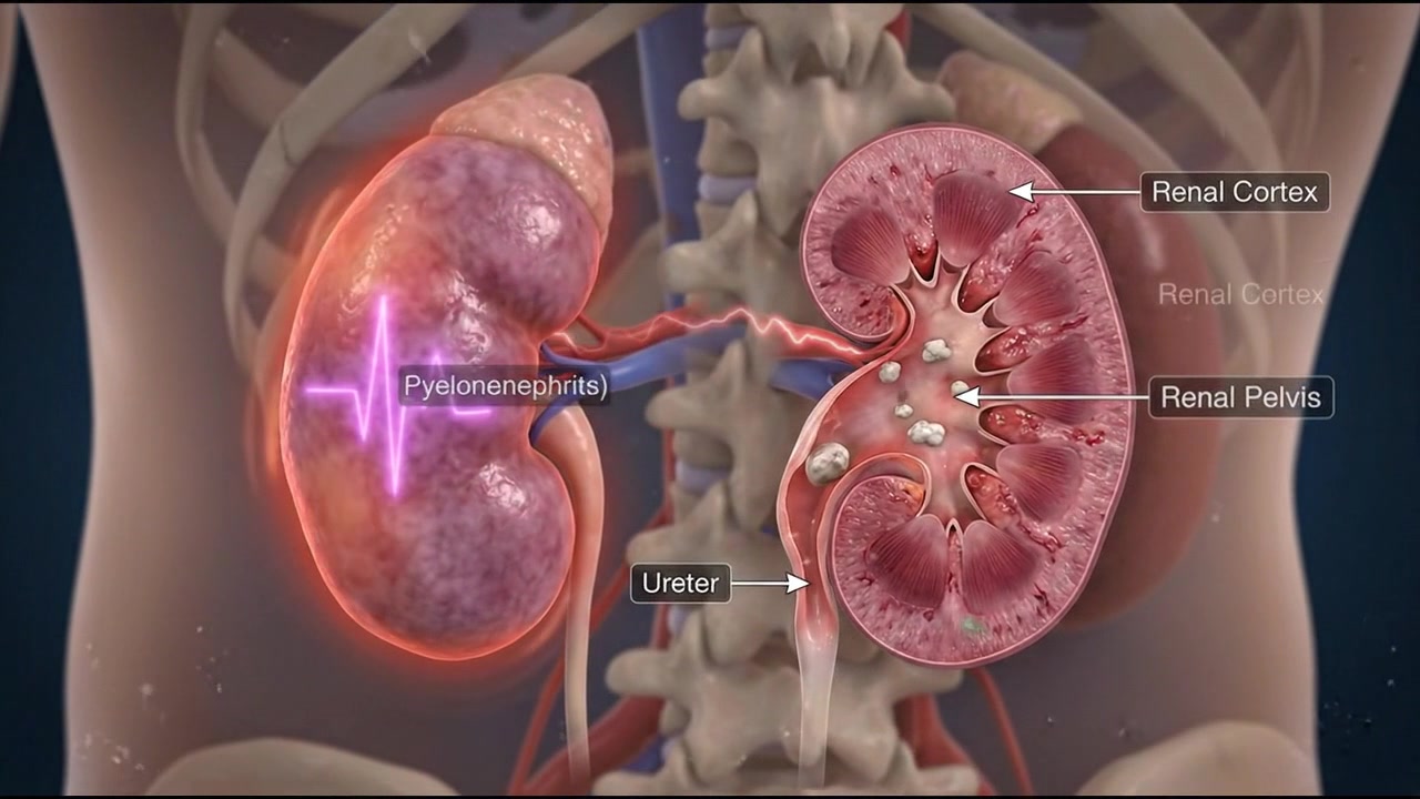 Pair of realistic 3D human kidneys with renal artery and vein