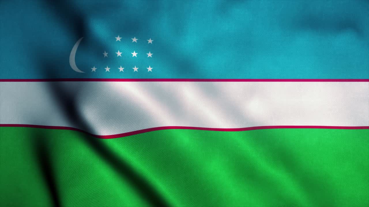 la bandera de uzbekistán ondeando en el viento. la bandera nacional de uzbekistán. el signo de uzbekistán animación de bucle sin costuras. 4k
