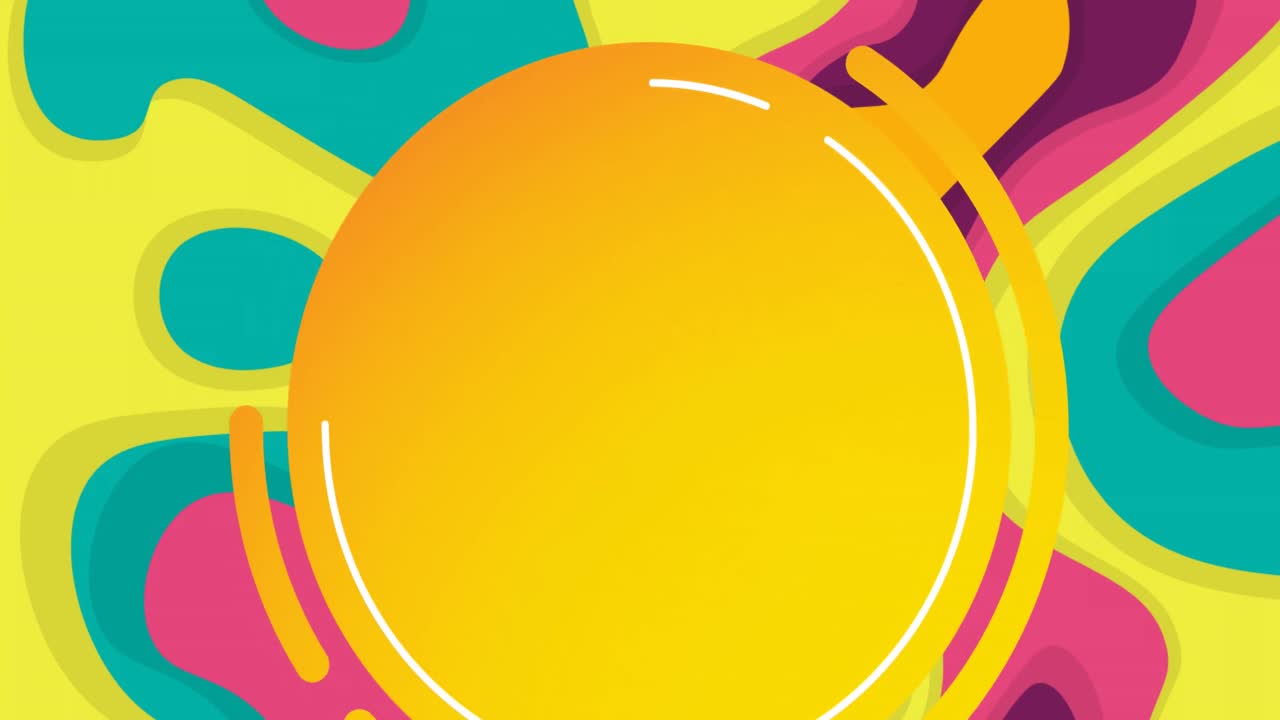 animación de círculos amarillos sobre el patrón retro de neón