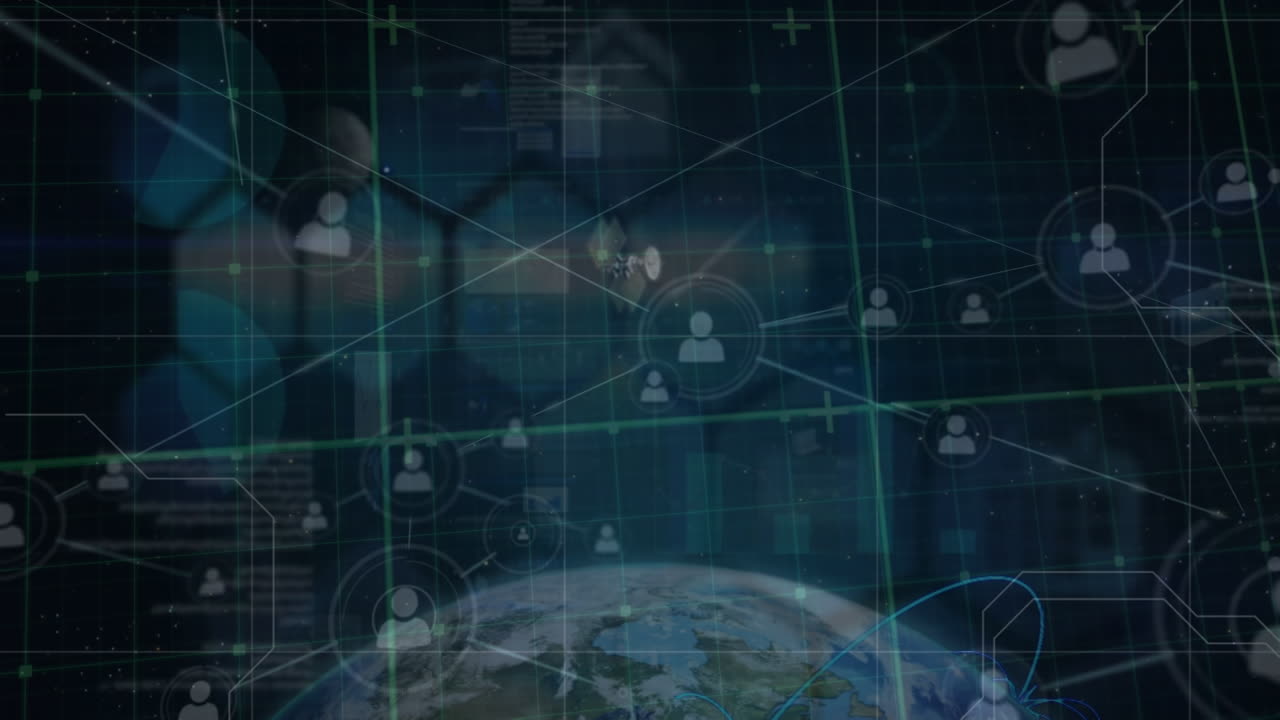 전 세계 사람들과의 연결 네트워크의 애니메이션 아이콘