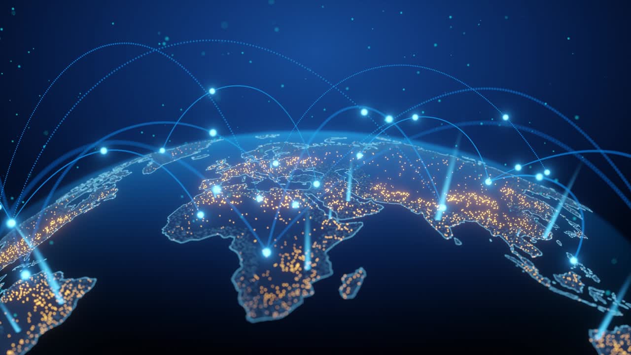 3d 애니메이션에서 지구의 기술 세계화: 회전하는 행성의 글로벌 비즈니스 점