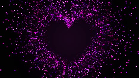 glamour púrpura rosa partículas forma corazón fondo san valentín día