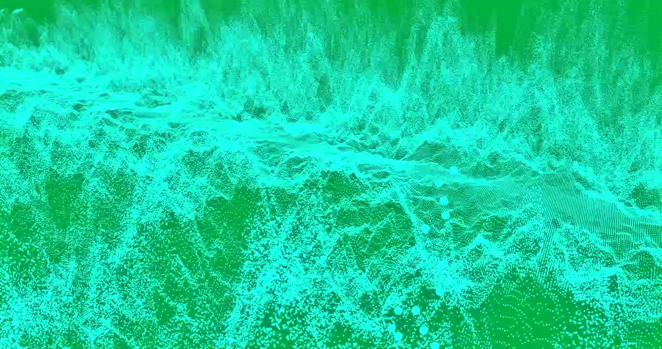 Animação de malha digital branca ondulando em fundo transparente