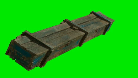 wooden-box-for-weapons-on-green-chromakey-background