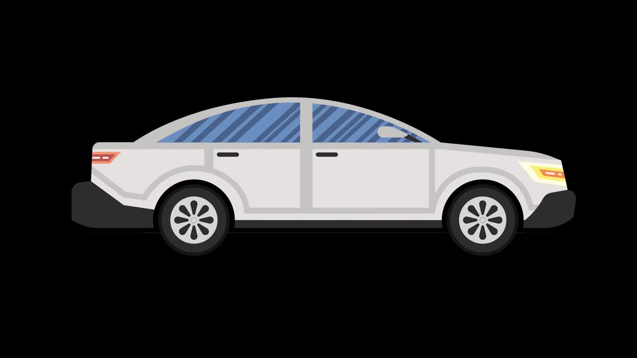 자동차 애니메이션, 현대 세단, 알파 채널과 함께 루프 애니메이션, 4k 해상도